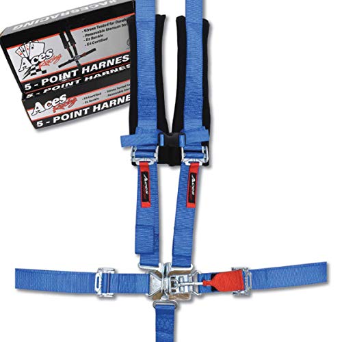 AAAA Aces Racing 5 Point Harness With 2 Inch Padding E4 Certified Blue
